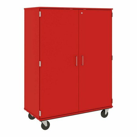 I.D. SYSTEMS 67'' Tall Tulip Red Closed Shelf / Coat Storage Cart with Locking Doors 80187F67043 538187F67043